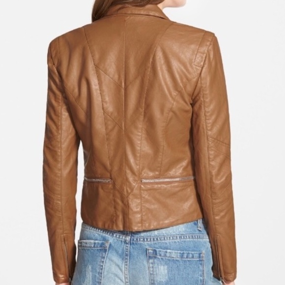 NWT BlankNYC Faux Leather Vegan Moto Jacket Brown - Picture 3 of 3